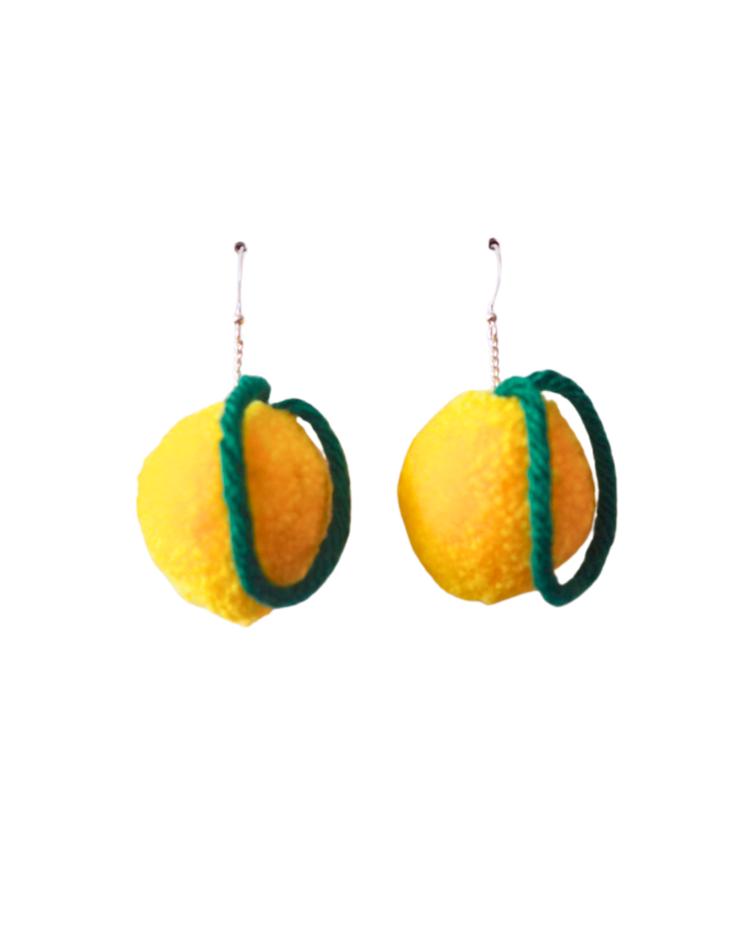Lemon Pom Pom Earrings Sample Sale