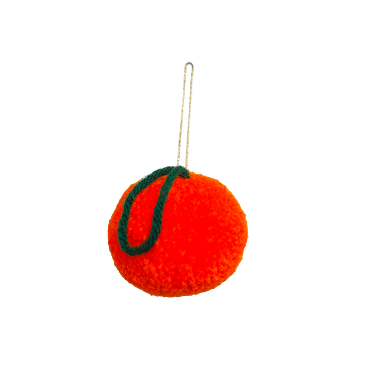 Handmade Clementine Pom Pom Bauble Decoration