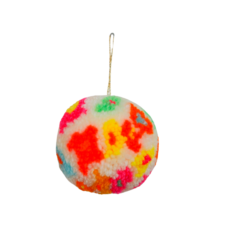 Handmade Flower Power Pom Pom Bauble Decoration