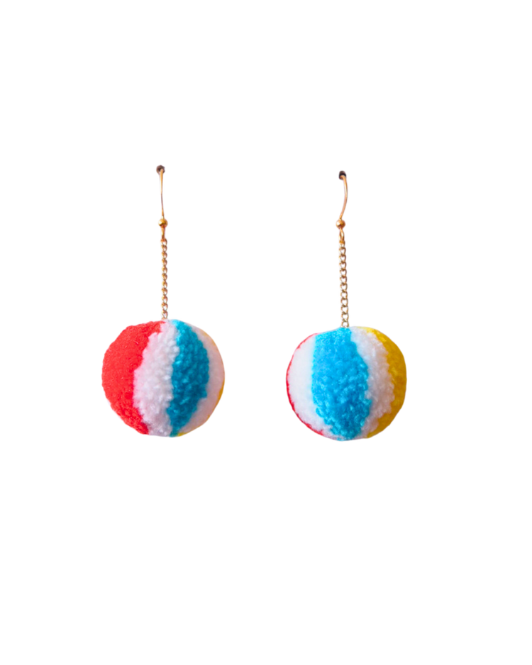 Beach Ball Pom Pom Earrings Sample Sale