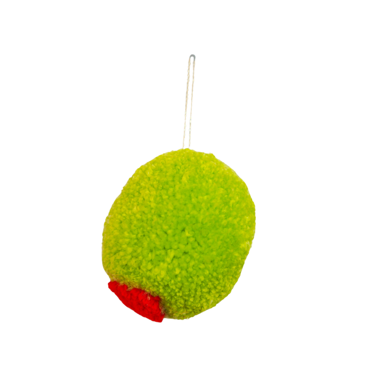 Handmade Olive Pom Pom Bauble Ornament Decoration