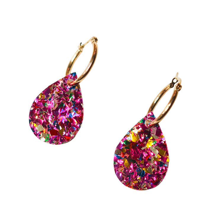 Rainbow Teardrop Hoop Earrings