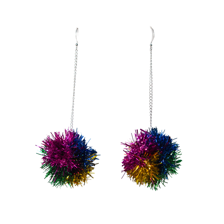 Rainbow mini tinsel earrings