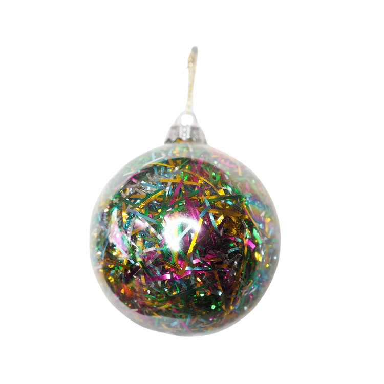 Tinsel Christmas Bauble Decoration - Glass or Plastic