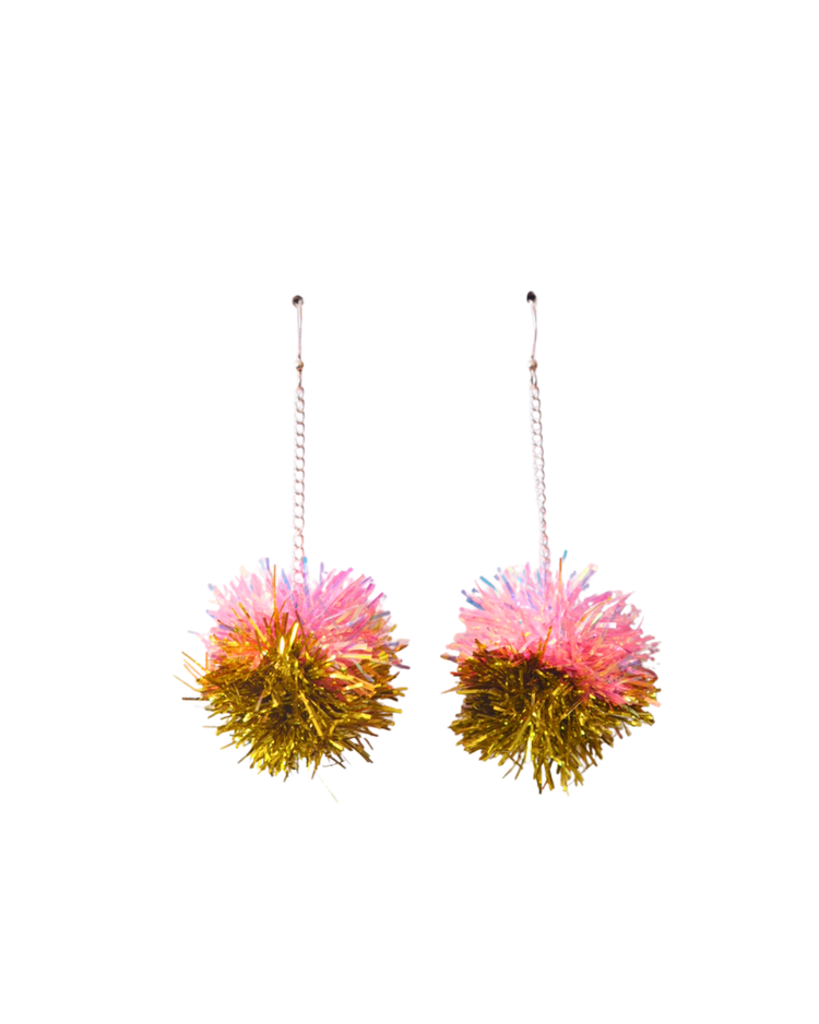Mini Tinsel Earrings Sample Sale - Coral & Gold