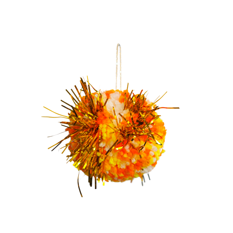 Handmade Tinsel Pom Pom Bauble Decoration - Christmas