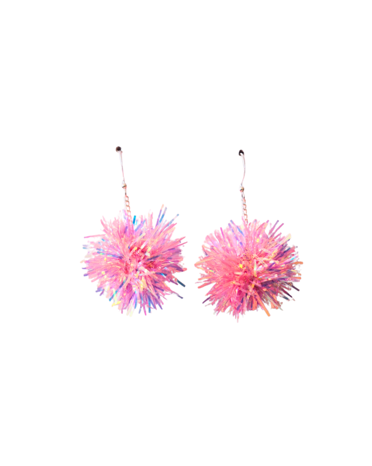 Mini Tinsel Earrings Sample Sale - Coral