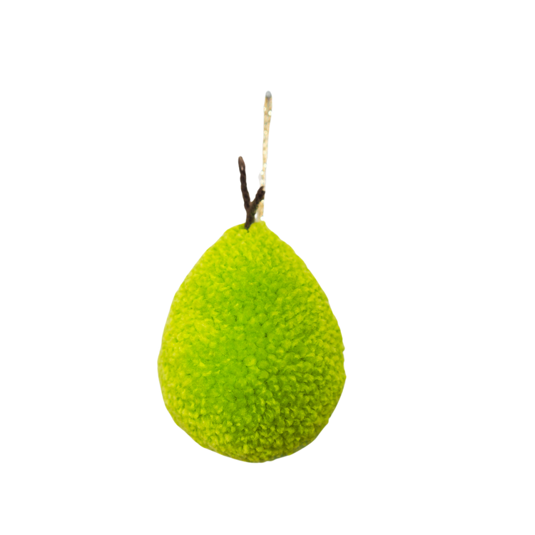 Handmade Packham Pear Pom Pom Bauble Decoration