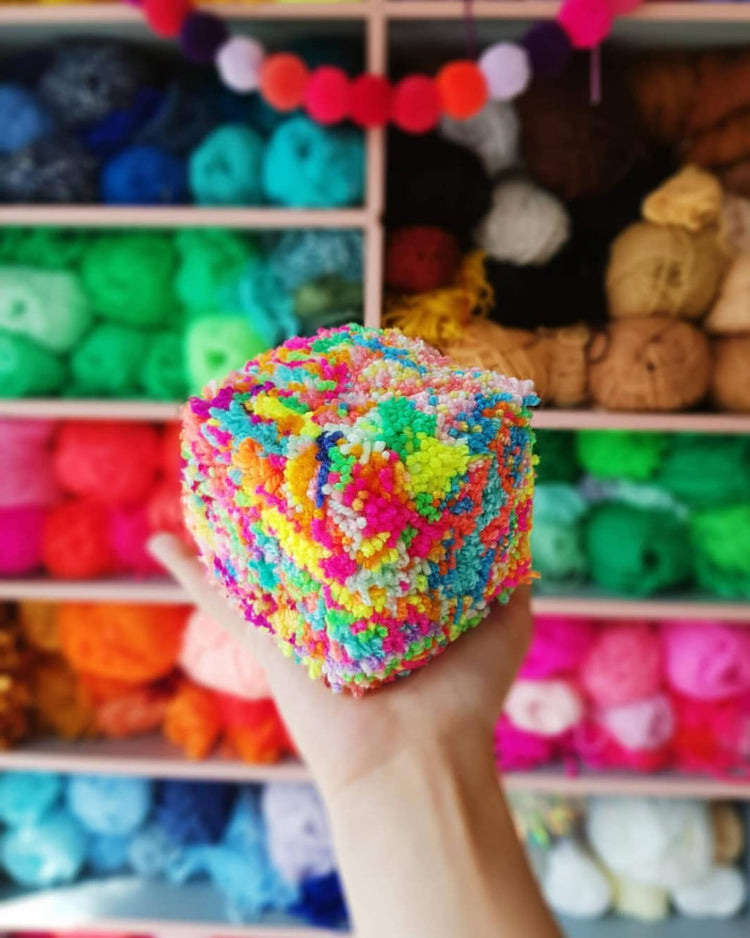 Pom Pom Rainbow Cube