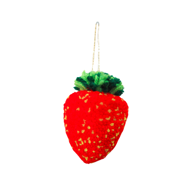 Handmade Strawberry Pom Pom Bauble Decoration