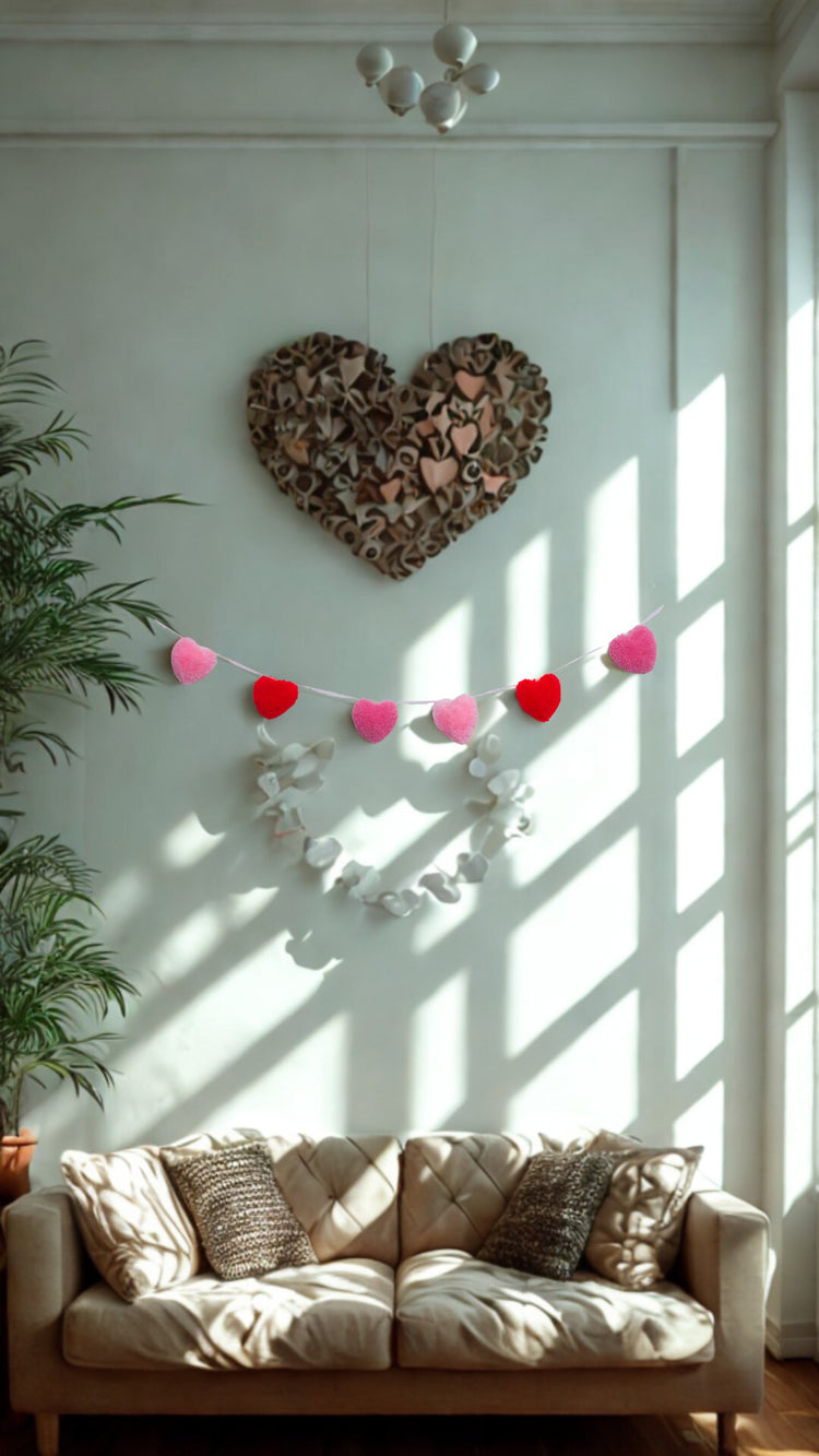 Heart Pom Pom Garland Kit - Makes at least 12 hearts