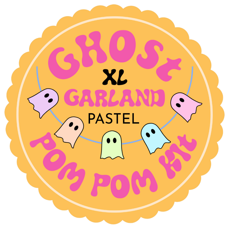 XL Ghost Garland Pom Pom DIY Kit - Pastel - Makes at least 18 Ghosts!