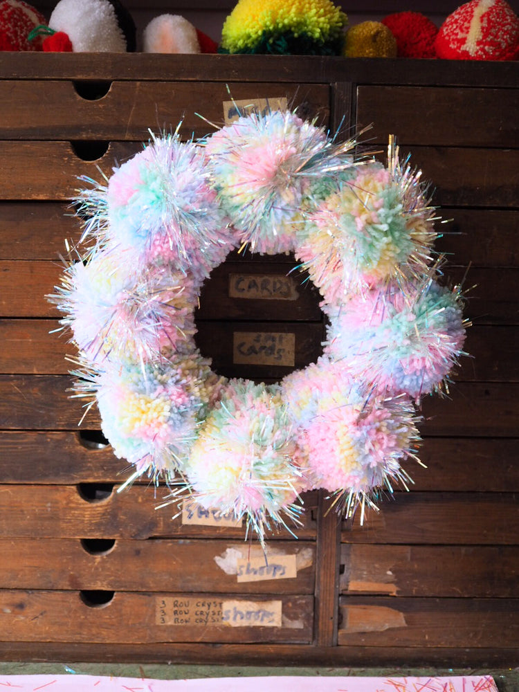 Mini Tinsel Pom Pom Wreath DIY Kit - Pastel