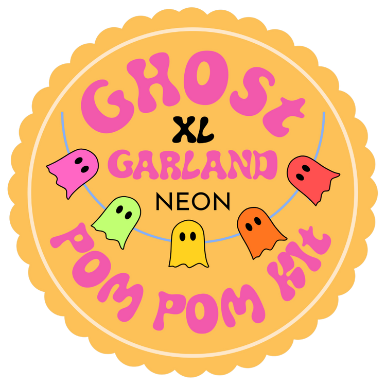 XL Ghost Garland Pom Pom DIY Kit - Neon - Makes at least 18 ghosts!