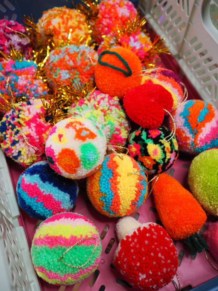 Handmade Clementine Pom Pom Bauble Decoration