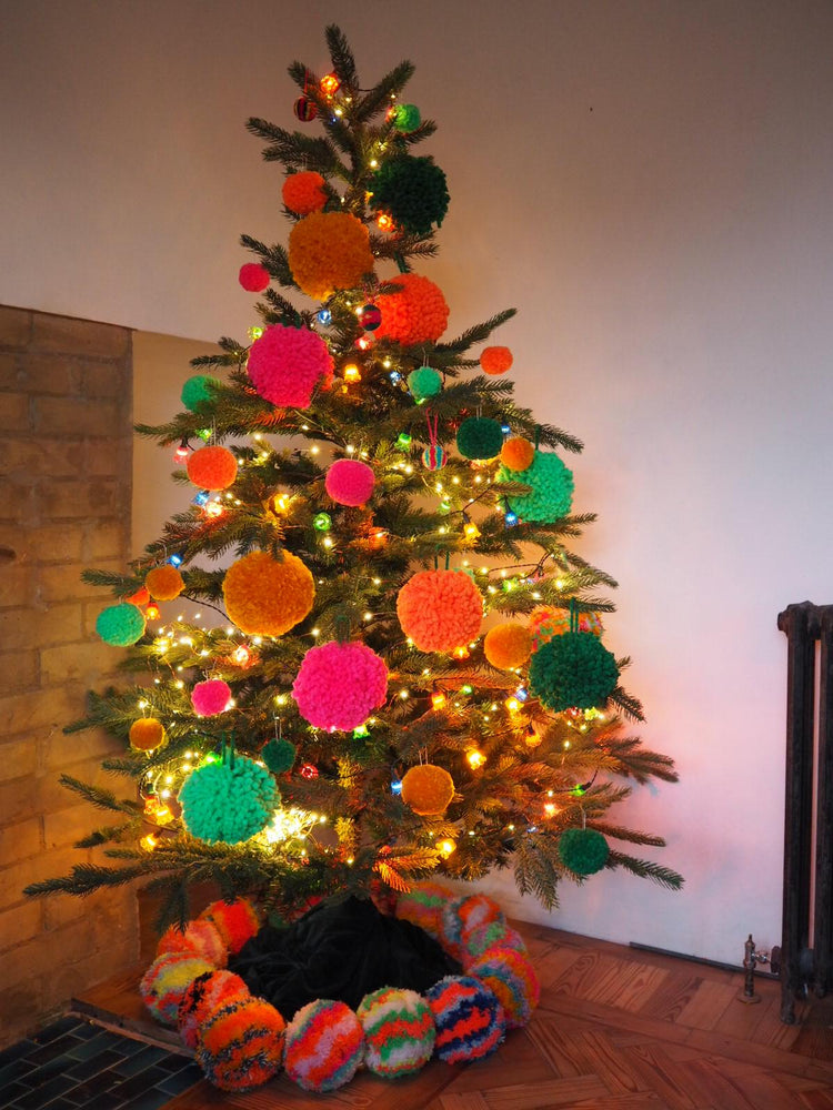 Giant Hanging Pom Pom Baubles - 13cm - Set of 6