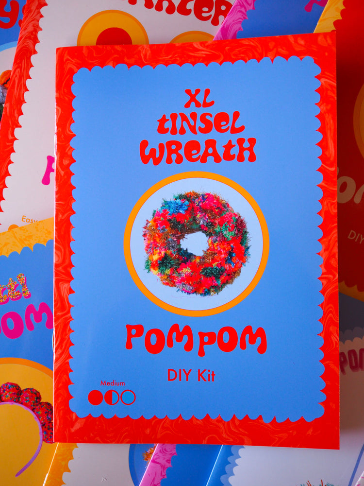 XL Tinsel Pom Pom Christmas Wreath Kit - Colour choices