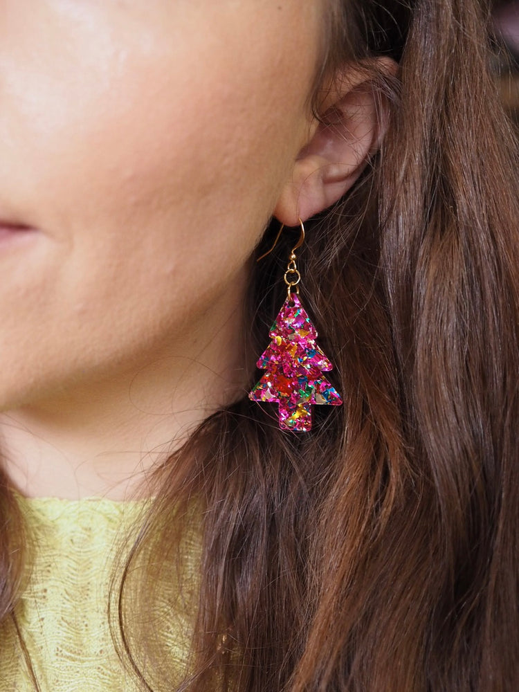 Rainbow Christmas Tree Earrings