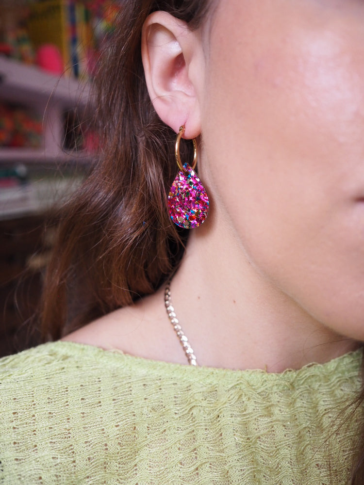 Rainbow Teardrop Hoop Earrings