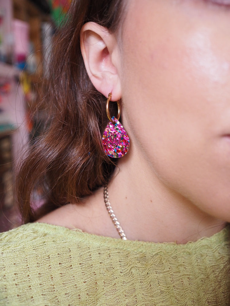 Rainbow Teardrop Hoop Earrings
