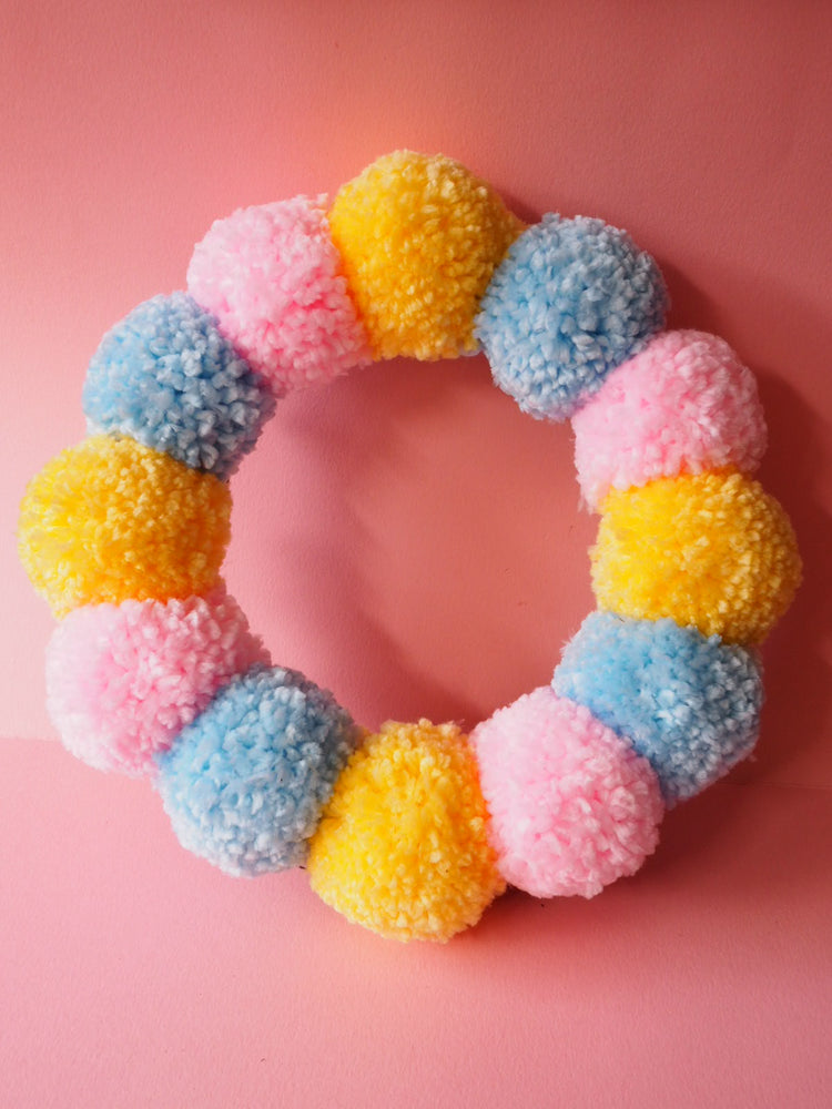 Chunky Pom Pom Wreath DIY Kit – Beginner Friendly Pastel Craft Kit