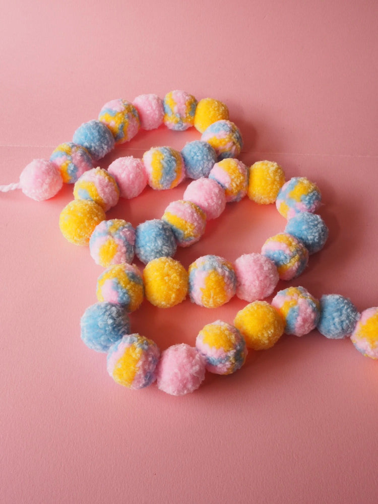 Chunky Pom Pom Garland DIY Kit – Beginner Friendly Pastel Craft Kit