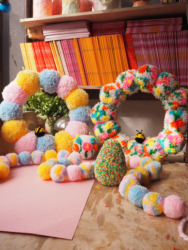 Chunky Pom Pom Wreath DIY Kit – Beginner Friendly Pastel Craft Kit