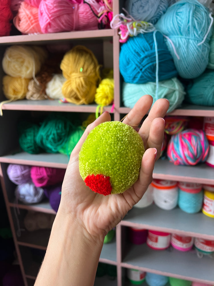 Handmade Olive Pom Pom Bauble Ornament Decoration