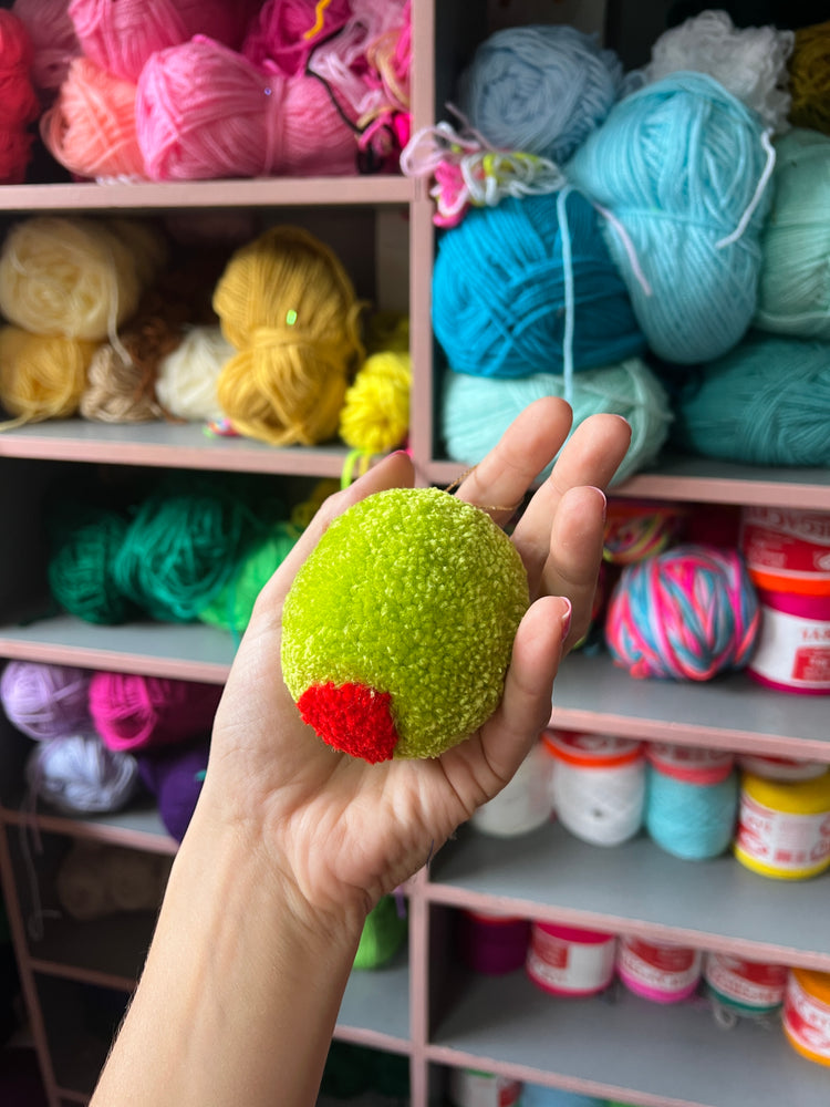 Christmas Olive Pom Pom Bauble Ornament Decoration