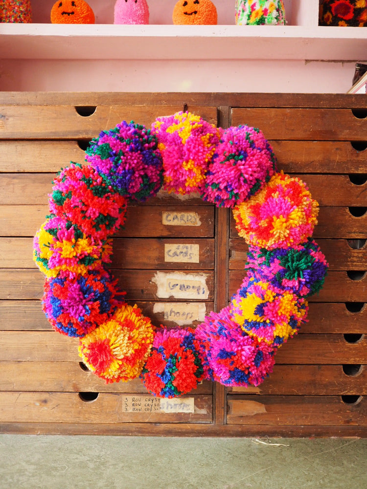 Large pom pom wreath kit - Jewel