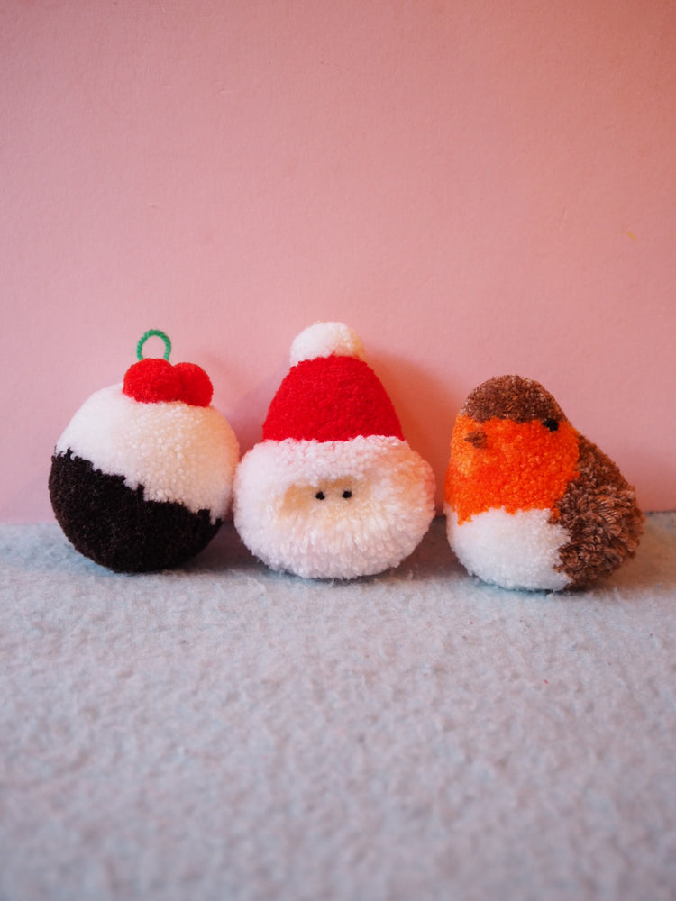 Handmade Robin Pom Pom Bauble Christmas Decoration