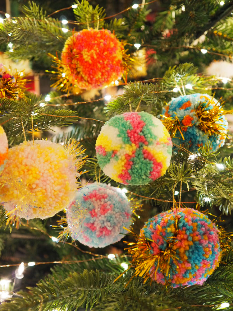 Handmade Tinsel Pom Pom Bauble Decoration - Christmas
