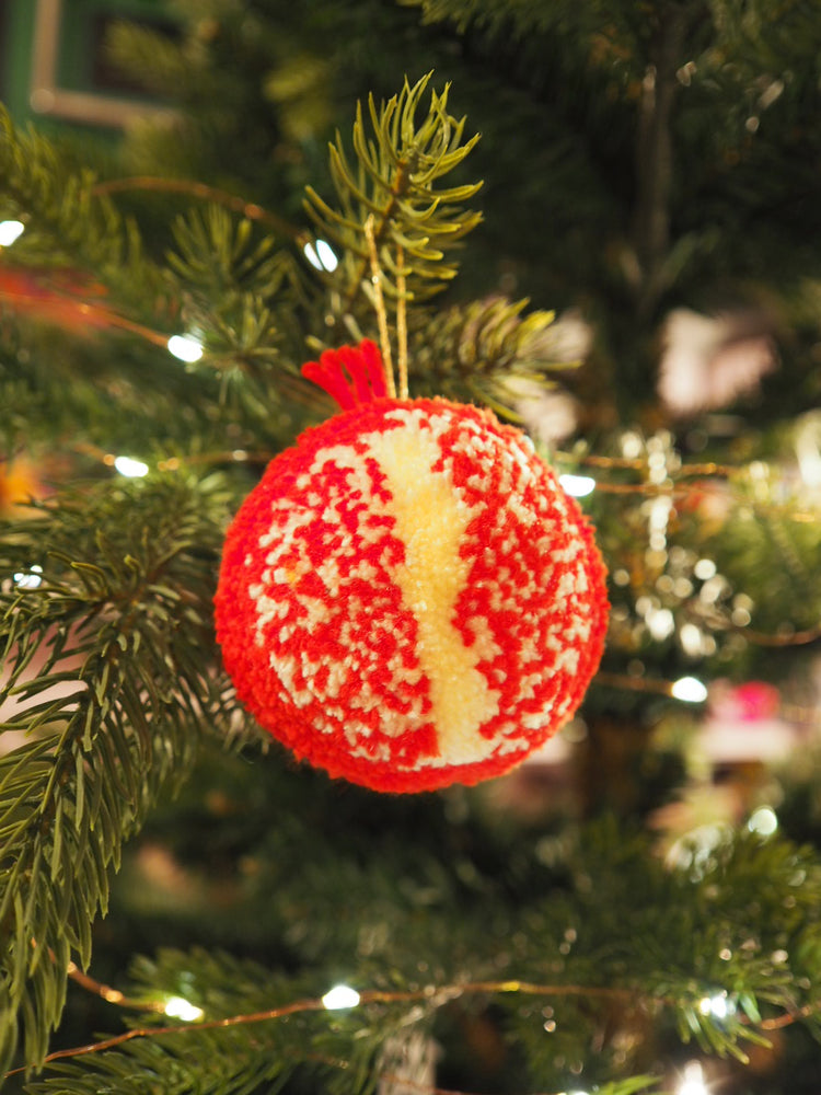Handmade Pomegranate Pom Pom Bauble Christmas Decoration