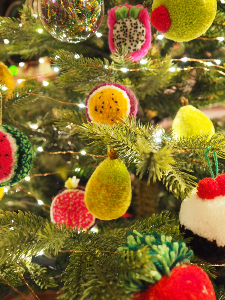 Handmade Dragon Fruit Pom Pom Bauble Decoration