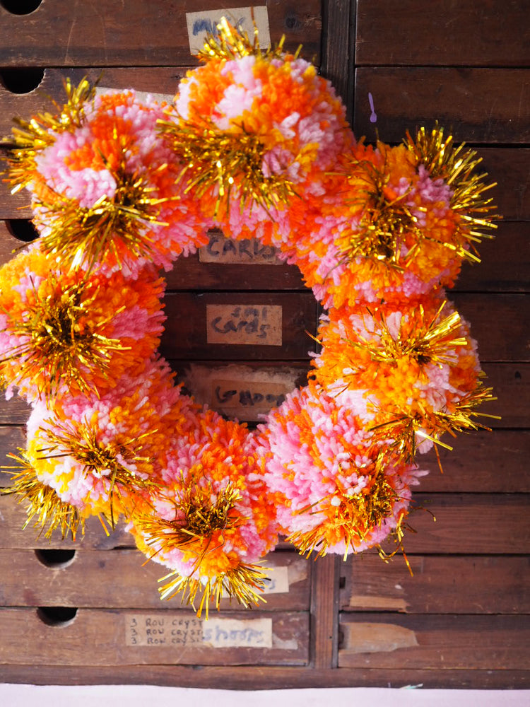 Mini Tinsel Pom Pom Wreath DIY Kit - Bright