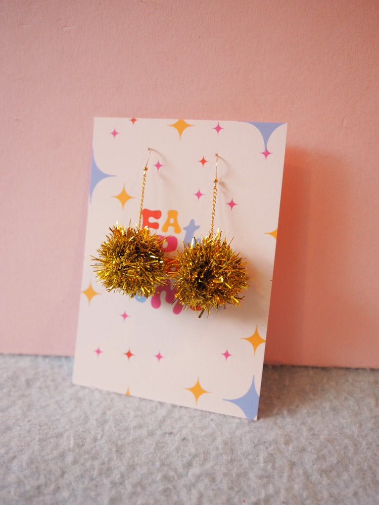 Mini Christmas Gold Tinsel Earrings