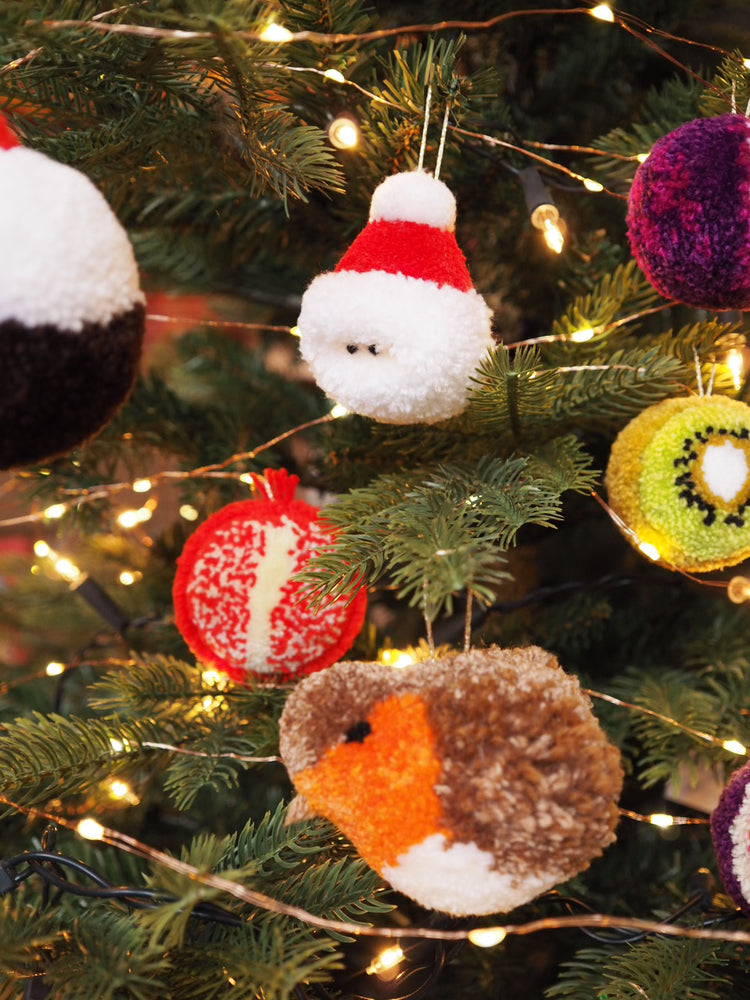 Handmade Pomegranate Pom Pom Bauble Christmas Decoration