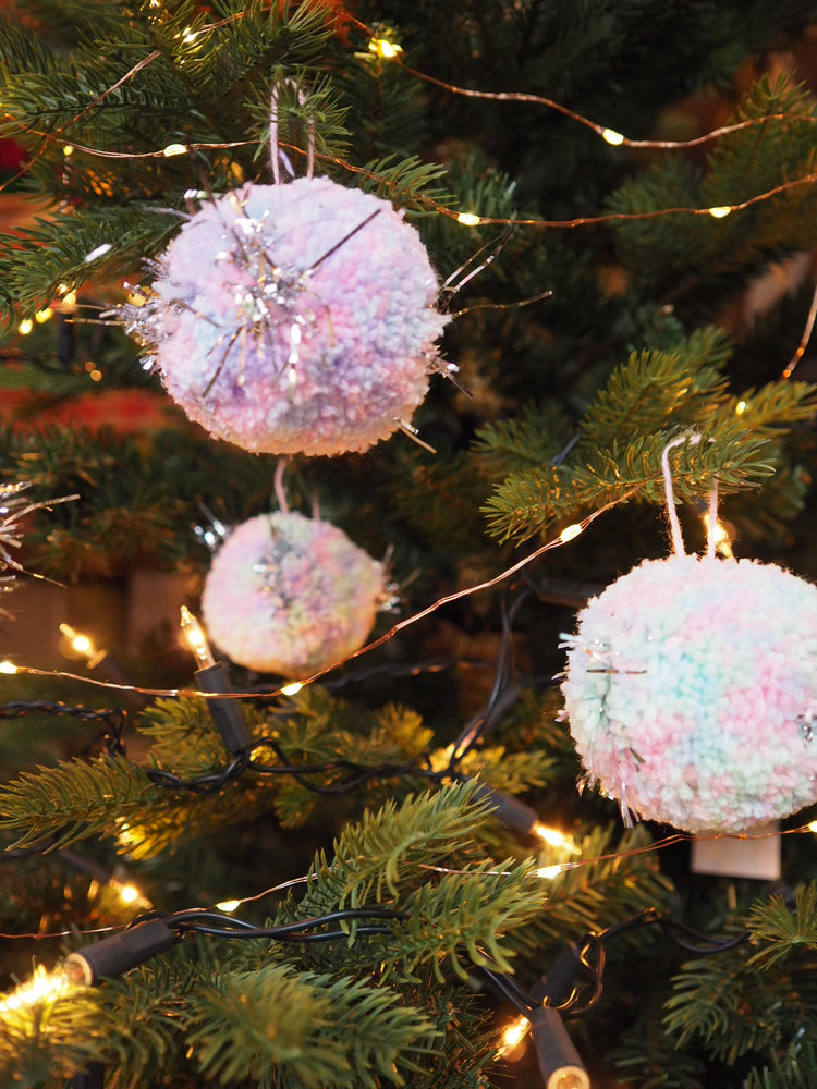 Tinsel Pom Pom Bauble Kit - Pastel