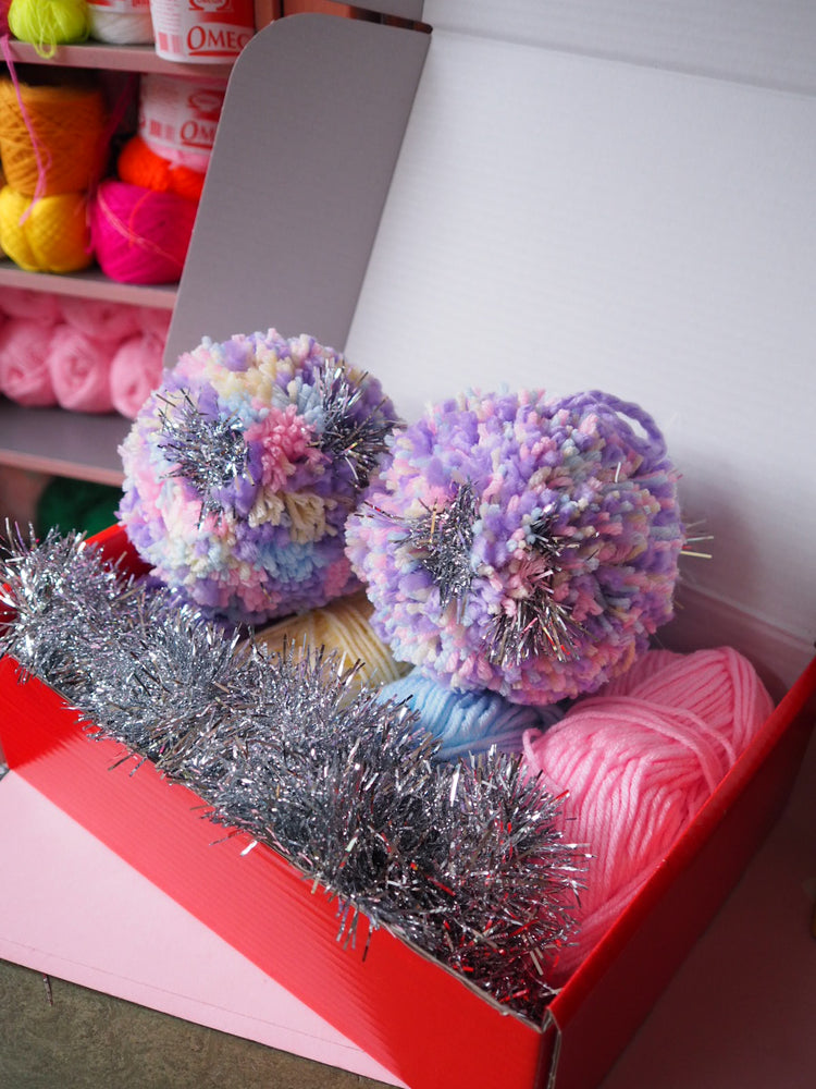 XL Chunky Pom Pom Bauble DIY Kit - Pastel - Makes at least 4 Baubles
