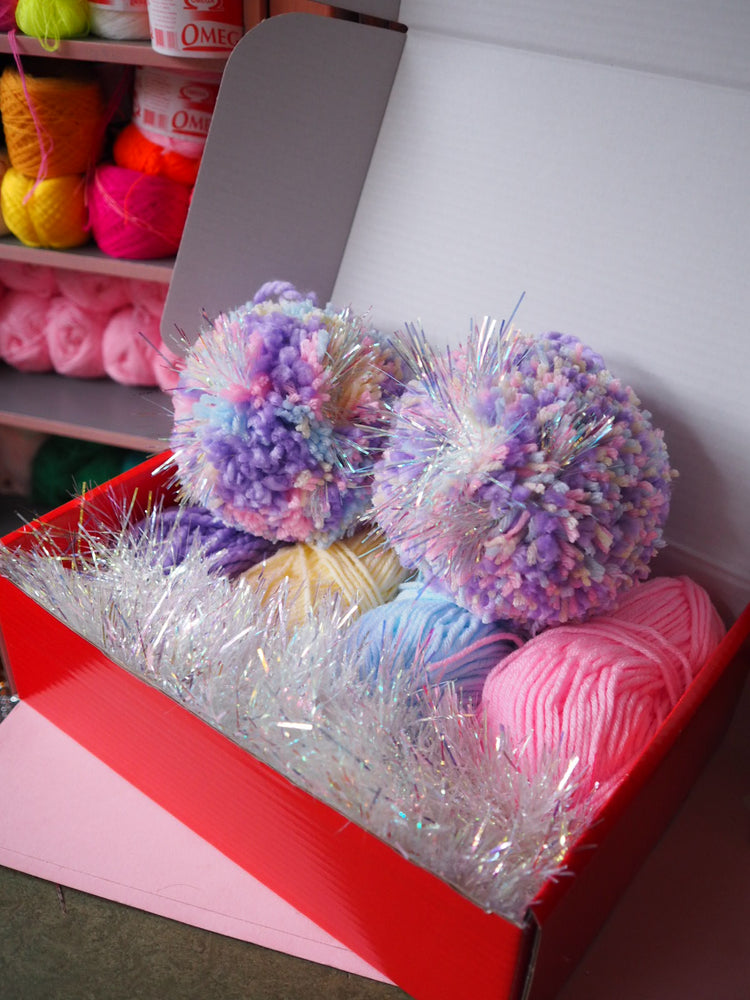 XL Chunky Pom Pom Bauble DIY Kit - Pastel - Makes at least 4 Baubles