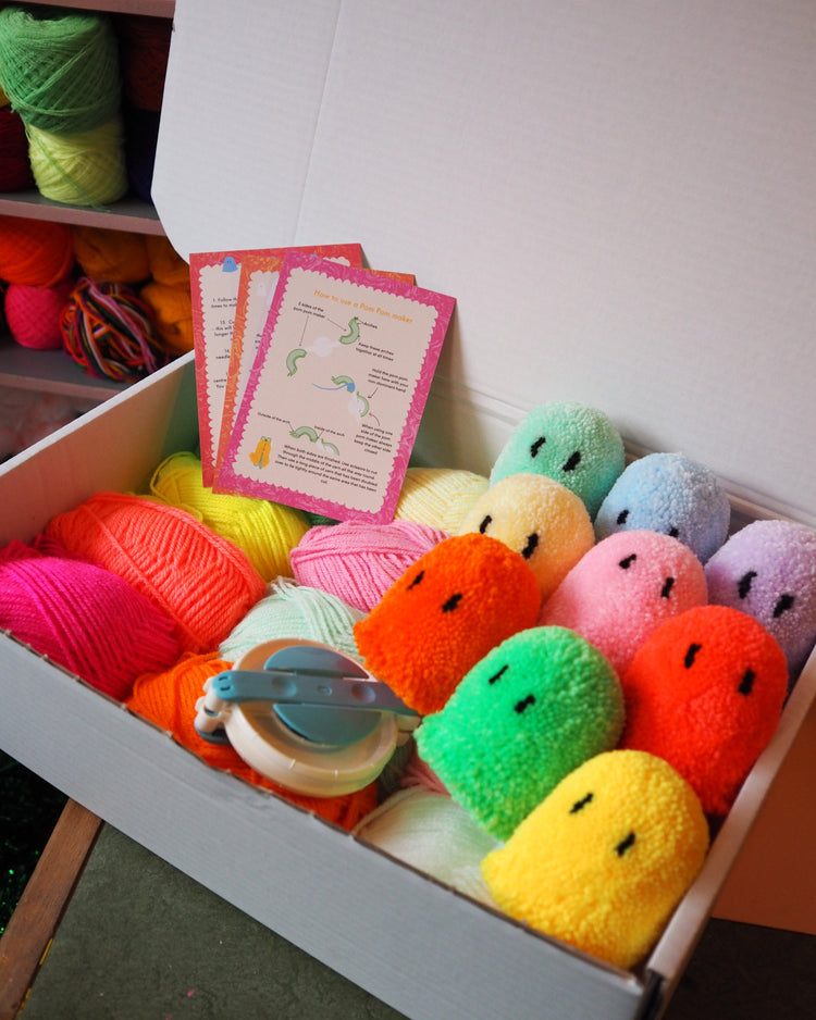 XL Ghost Garland Pom Pom DIY Kit - Neon & Pastel - Makes at least 12 ghosts!
