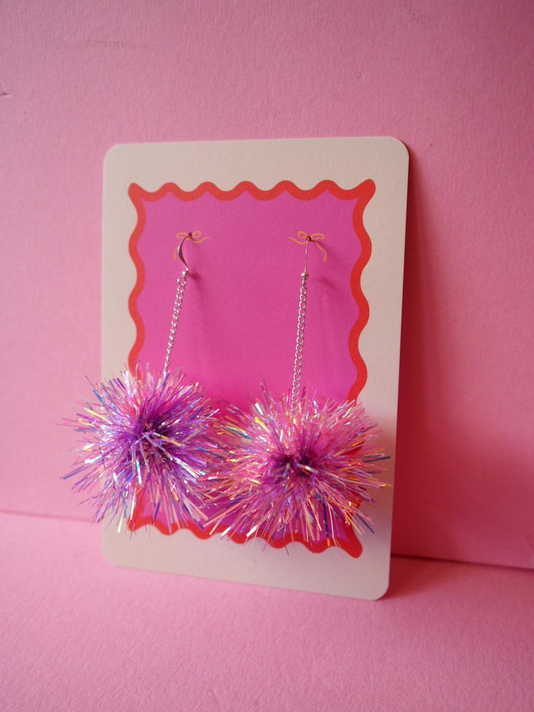 Mini Tinsel Earrings Sample Sale - Pastel Pink & Lilac