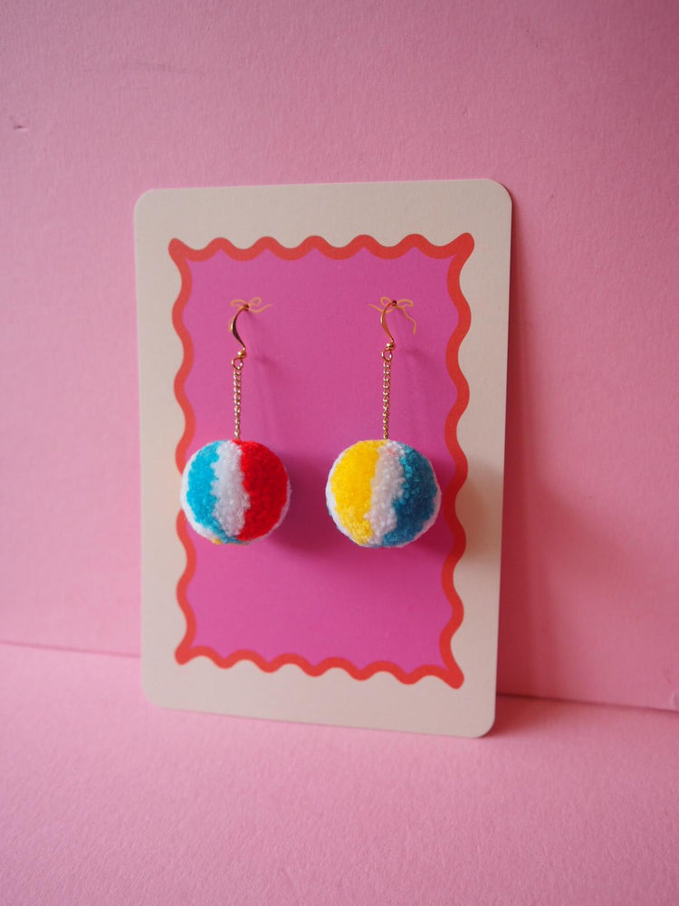 Beach Ball Pom Pom Earrings Sample Sale