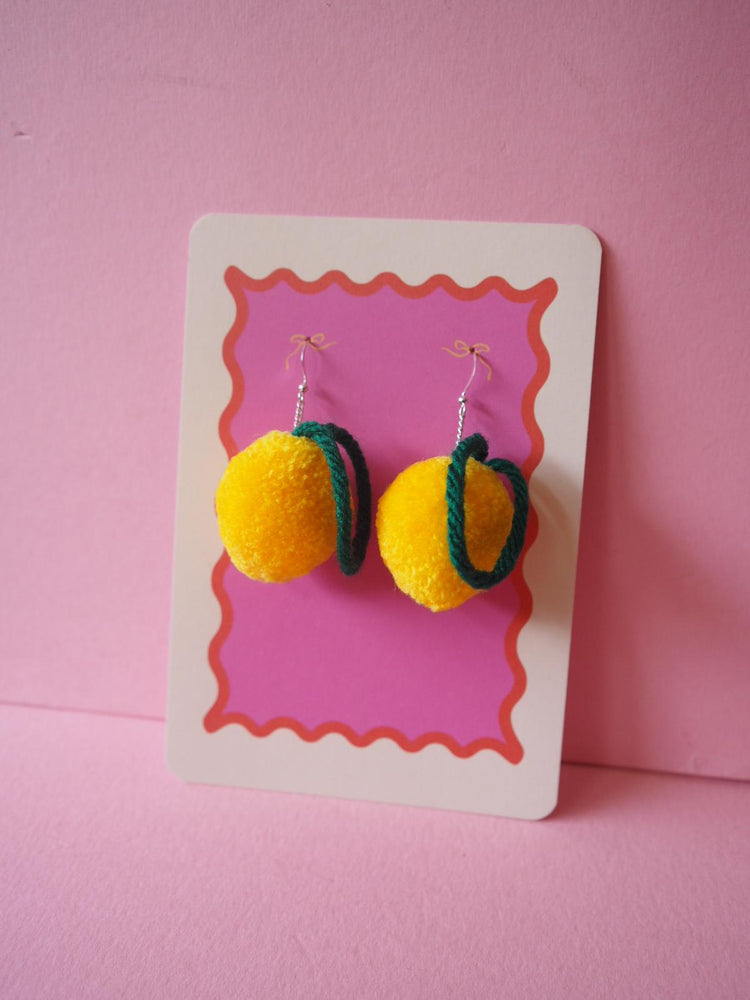 Lemon Pom Pom Earrings Sample Sale