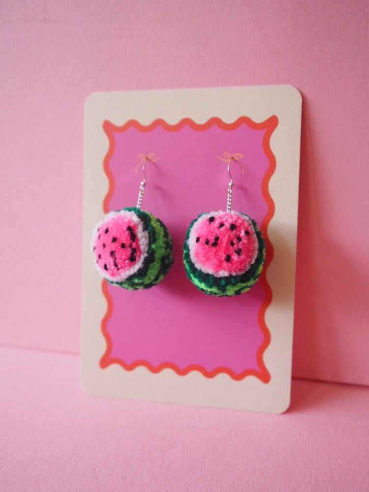 Watermelon Pom Pom Earrings Sample Sale