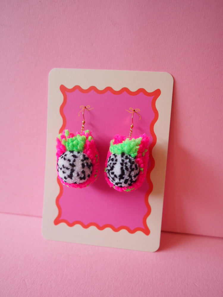 Dragonfruit Pom Pom Earrings Sample Sale