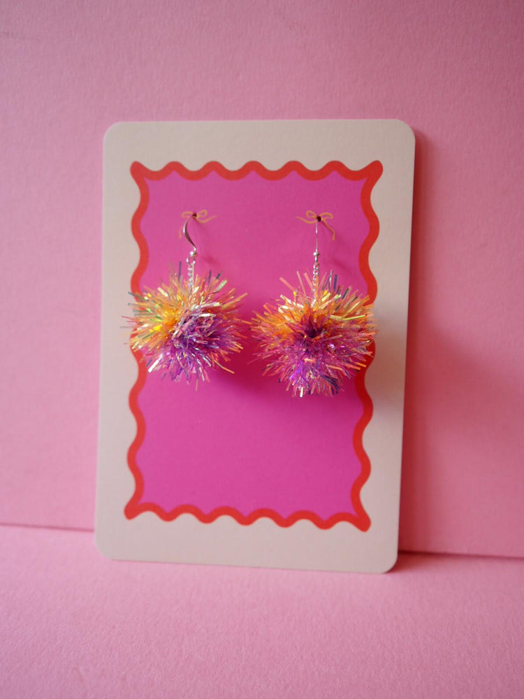 Mini Tinsel Earrings Sample Sale - Yellow & Lilac