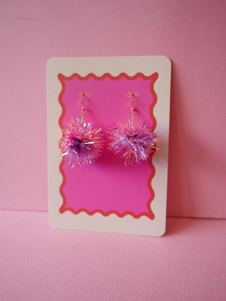 Mini Tinsel Earrings Sample Sale - Coral & Lilac