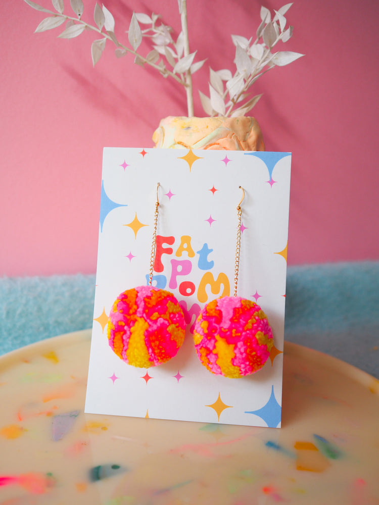 Retro Inspired Christmas Bauble/Ornament Pom Pom Earrings