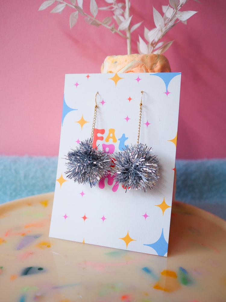 Mini Silver Tinsel Earrings